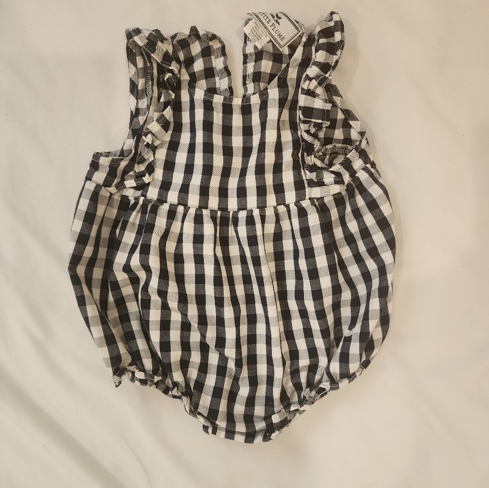 Petite plume checkered onesie